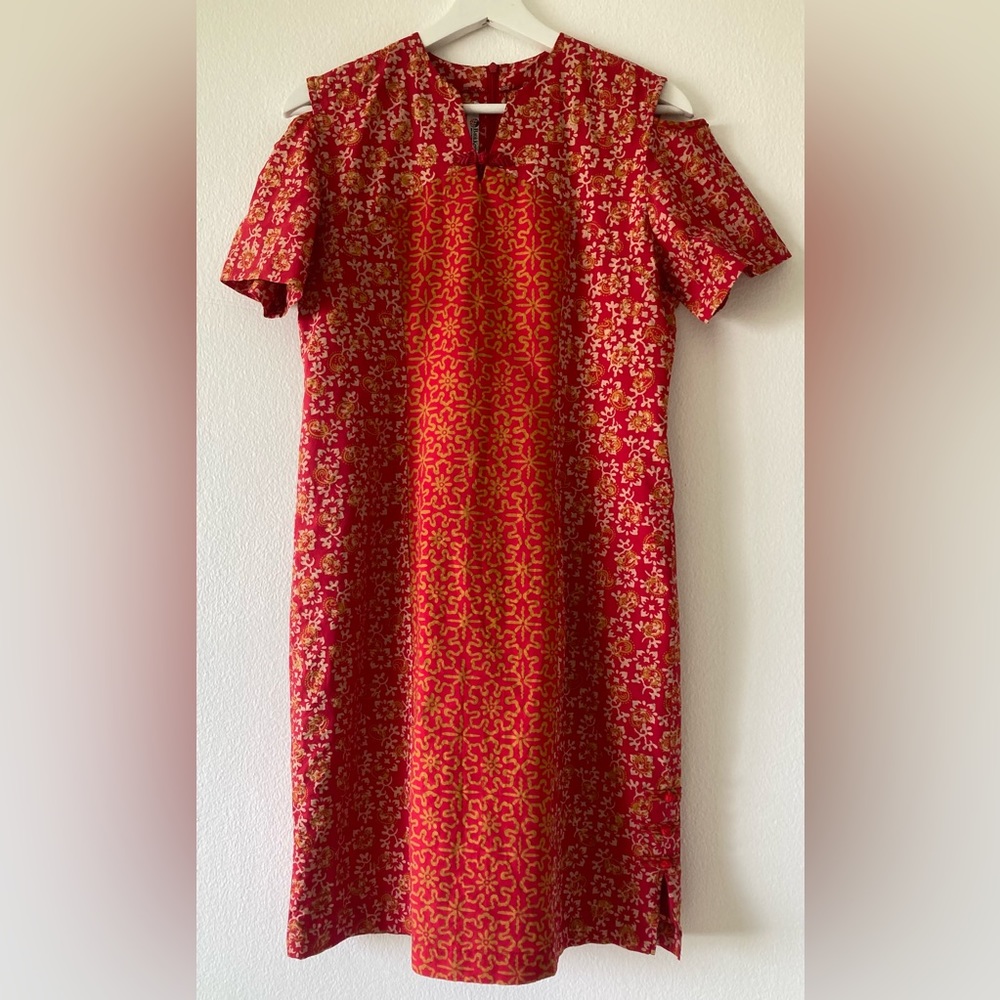 Red Dress - Batik Print Size M
